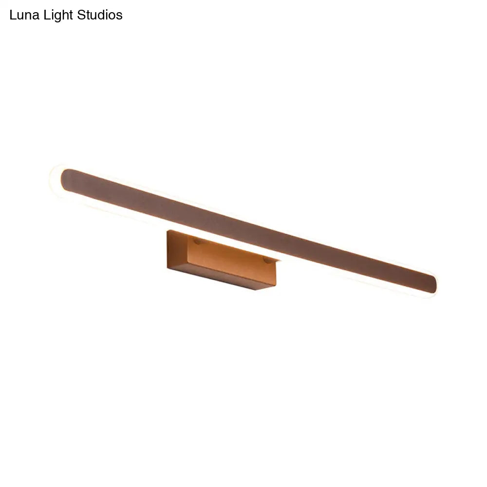 Minimalist Iron Sconce: 16/23.5/31.5 Led Vanity Wall Light Brown Finish - Warm/White Ideal For