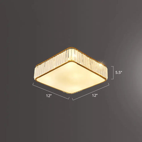 Minimalist K9 Crystal Square Flush Mount Ceiling Light Fixture For Bedroom Gold / 12’