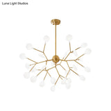 Minimalist Led Acrylic Branch Chandelier In Brass For Living Room