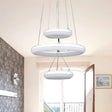Minimalist Led Acrylic Chandelier With White Suspension Pendant - 3 Lights