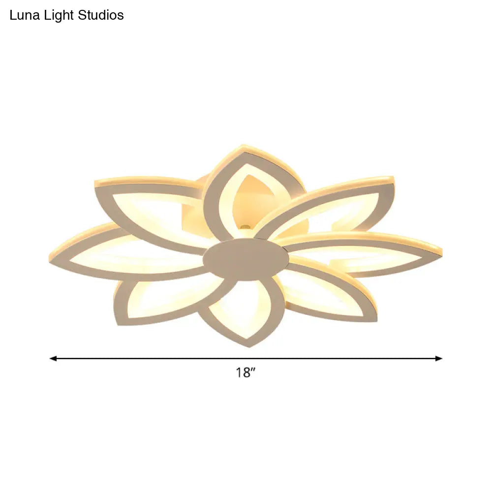 Minimalist Led Acrylic Flower Flush Mount Light For Bedroom