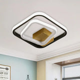Minimalist Led Acrylic Flush Mount Ceiling Light Fixture - White/Black Round/Square Ring Flushmount