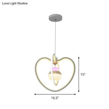 Minimalist Led Acrylic Heart Pendant Lamp With White Hanging Light Kit And Jar Design