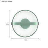 Minimalist Led Acrylic Wall Lamp In Green - White/Warm Light 12.5/16.5 Dia