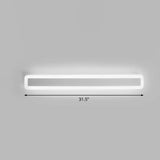 Minimalist Led Bar Vanity Light For Bathroom - White Acrylic Wall Mount / 31.5