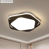 Minimalist Led Bedroom Ceiling Flush Mount Light - Black Finish With White/Warm Pentagon Acrylic