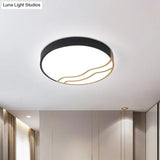 Minimalist Led Bedroom Ceiling Lamp In White/Gold And Black 16’/14’ Diameter