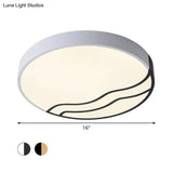 Minimalist Led Bedroom Ceiling Lamp In White/Gold And Black 16’/14’ Diameter