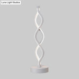 Minimalist Led Bedside Lamp With Spiral Acrylic Shade - Warm/White Light