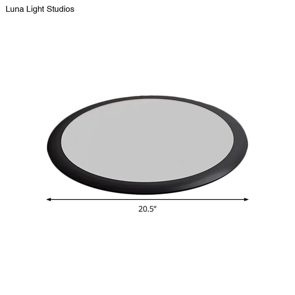 Minimalist Led Black Flush Ceiling Light With Metallic Round Mount White/Warm Options