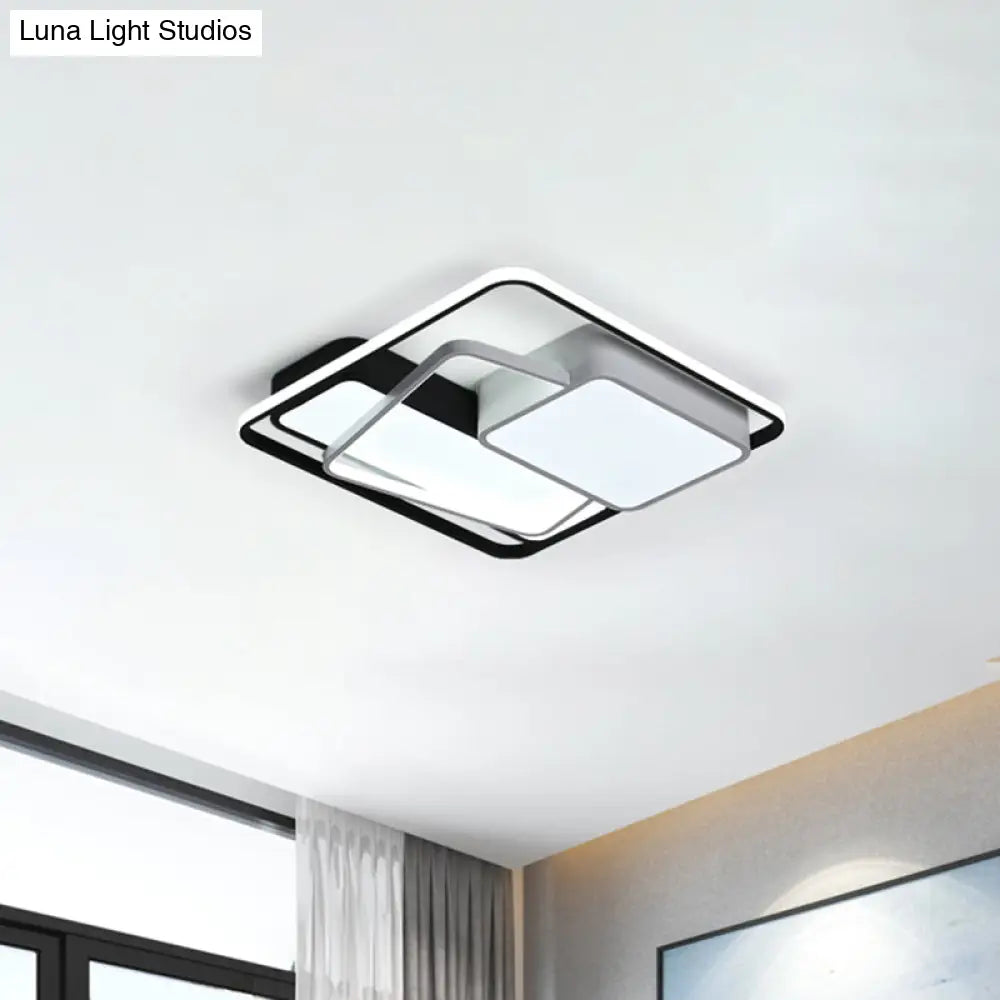 Minimalist Led Ceiling Lamp In Black Geometric Design With Acrylic Shade - Warm/White Light