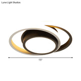 Minimalist Led Ceiling Light Black-White With Dual Circle Guard And Warm/White