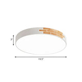Minimalist Led Ceiling Light Fixture In White & Wood Flush Mount Choice Of 16 19.5 Or 23.5 Dia