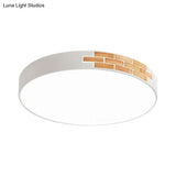 Minimalist Led Ceiling Light Fixture In White & Wood Flush Mount Choice Of 16’ 19.5’ Or 23.5’ Dia