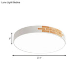 Minimalist Led Ceiling Light Fixture In White & Wood Flush Mount Choice Of 16’ 19.5’ Or 23.5’ Dia
