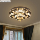 Minimalist Led Chrome Ceiling Light With Bloom Faceted Crystal - Semi Flush Mount Fixture