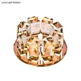 Minimalist Led Crystal Flush Mount Light: Blossom Shade Corridor Fixture