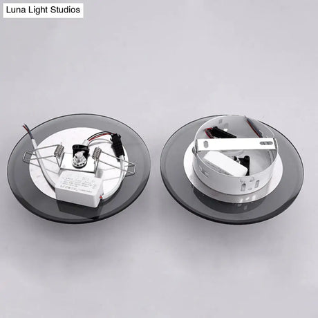 Minimalist Led Crystal Round Flush Mount Lighting For Corridor Spaces