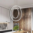 Minimalist Led Dual Hoop Pendant Light With Warm/White Down Lighting - Dark Coffee Aluminum / Warm