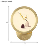 Minimalist Led Flower Pot Wall Lamp In Gold - Acrylic Bedside Lighting Fixture