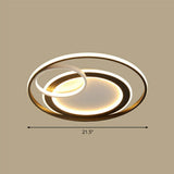 Minimalist Led Flush Ceiling Light Fixture - 3 - Ring Bedroom Mount In Black / 21.5’ Warm