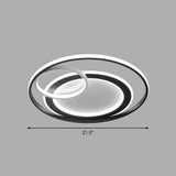 Minimalist Led Flush Ceiling Light Fixture - 3 - Ring Bedroom Mount In Black / 21.5’ White