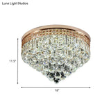 Minimalist Led Flush Ceiling Light With Clear Faceted K9 Crystal For Hallway