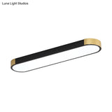 Minimalist Led Flush Light Fixture In White/Gold Or Black/Gold Slim Rectangle Design