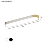 Minimalist Led Flush Light Fixture In White/Gold Or Black/Gold Slim Rectangle Design