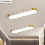 Minimalist Led Flush Light Fixture In White/Gold Or Black/Gold Slim Rectangle Design