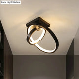 Minimalist Led Flush Light With Dual Rings - Ceiling Mount Warm/White Black/White