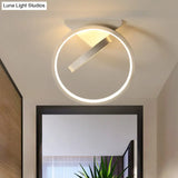 Minimalist Led Flush Light With Dual Rings - Ceiling Mount Warm/White Black/White