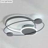 Minimalist Led Flush Mount Ceiling Lamp - Wide Grey Ring | Bedroom Lighting Solution