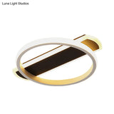 Minimalist Led Flush Mount Ceiling Light In Black/White With Arc Rectangular Canopy And Warm/White