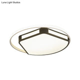 Minimalist Led Flush Mount Ceiling Light In White/Black 16’/19.5’ Round/Square For Bedroom