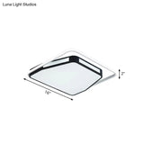 Minimalist Led Flush Mount Ceiling Light In White/Black 16’/19.5’ Round/Square For Bedroom