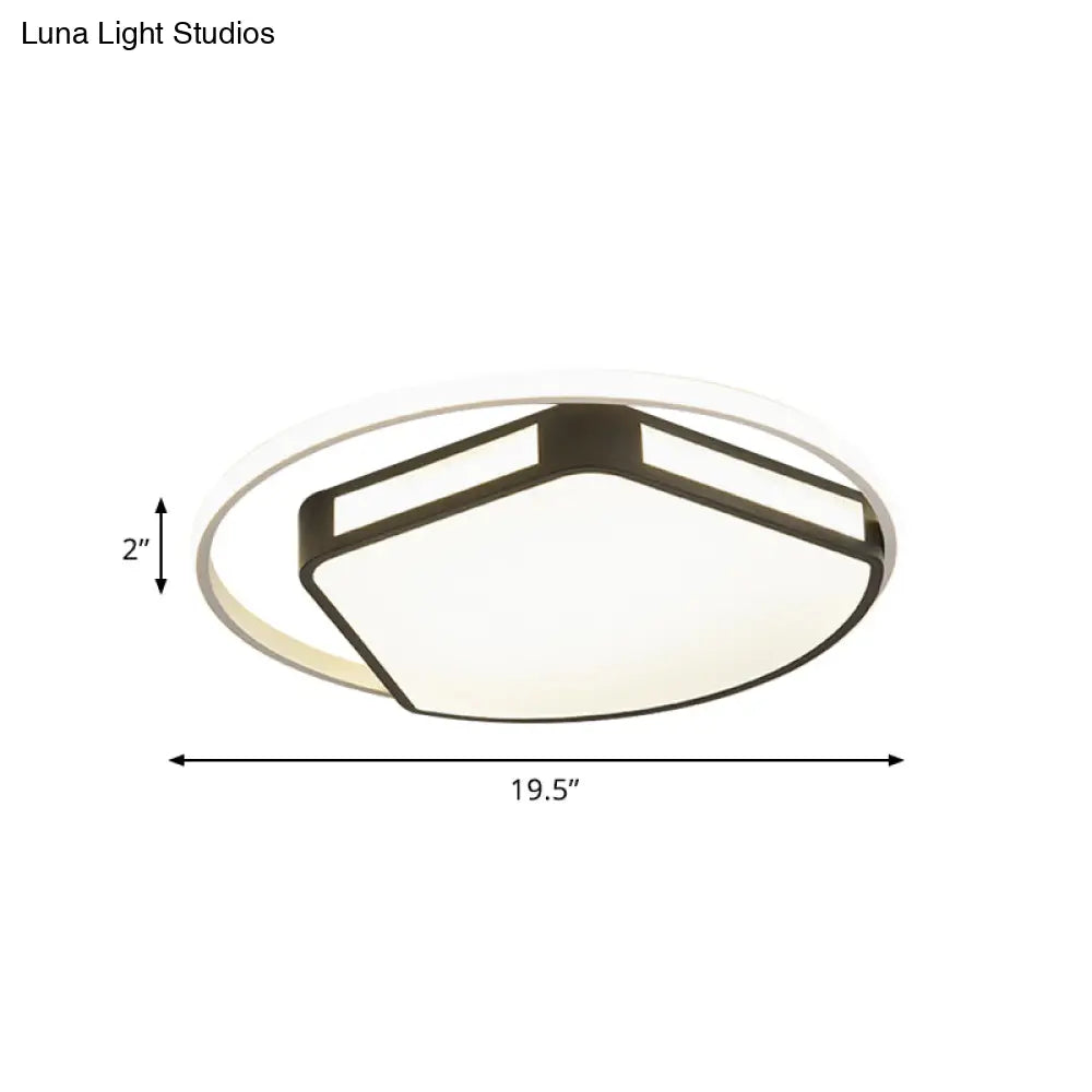 Minimalist Led Flush Mount Ceiling Light In White/Black 16’/19.5’ Round/Square For Bedroom