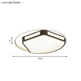 Minimalist Led Flush Mount Ceiling Light In White/Black 16’/19.5’ Round/Square For Bedroom