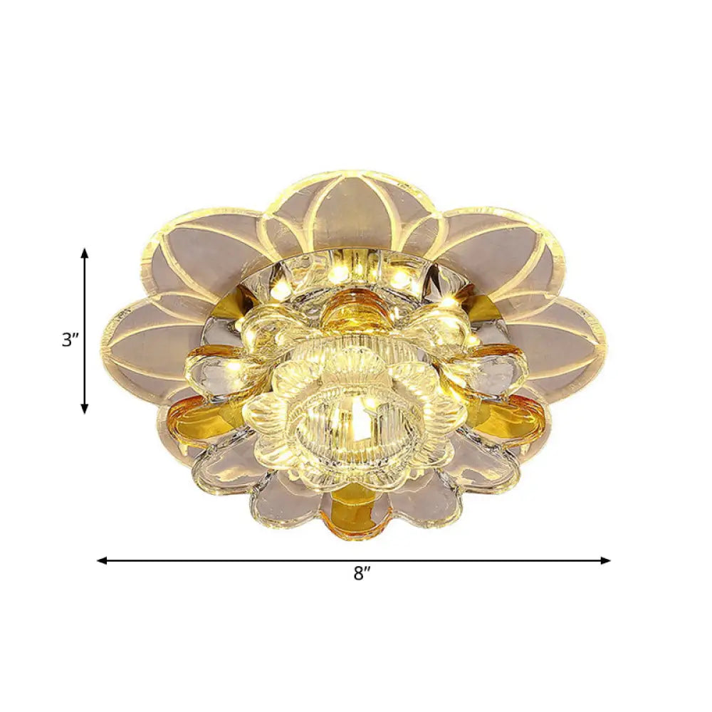 Minimalist Led Flush Mount Ceiling Light With Petal Clear Crystal Shade In Warm/White/Multi Color
