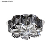 Minimalist Led Flush Mounted Ceiling Light With Flower Smoke/Amber Crystal Shade