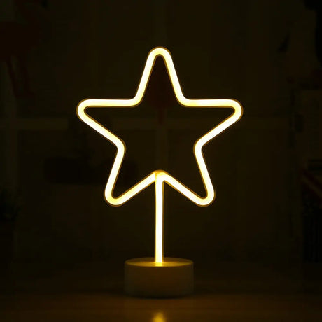 Minimalist Led Geometry Frame Mini Nightstand Lamp - White Plastic Wall Night Light / Star