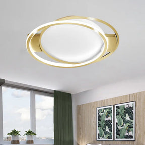 Minimalist Led Gold Dual Ring Flush Mount Lamp In Warm/White Light / 16.5’ White