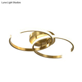 Minimalist Led Gold Flush Mount Ceiling Light For Bedroom - Acrylic Dual C - Shape Flushmount