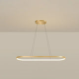 Minimalist Led Gold Plated Pendant Light Fixture For Table - Metal Oblong Design / 27.5 Warm