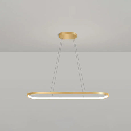 Minimalist Led Gold Plated Pendant Light Fixture For Table - Metal Oblong Design / 27.5 White