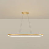 Minimalist Led Gold Plated Pendant Light Fixture For Table - Metal Oblong Design / 35.5 Warm