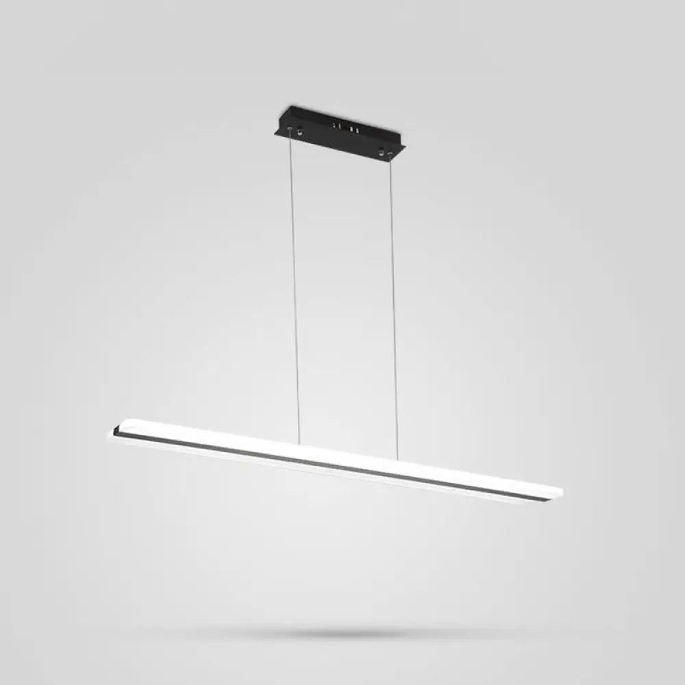 Minimalist Led Hanging Lamp With Black And White Plank Design - Acrylic Island Lighting For Tables