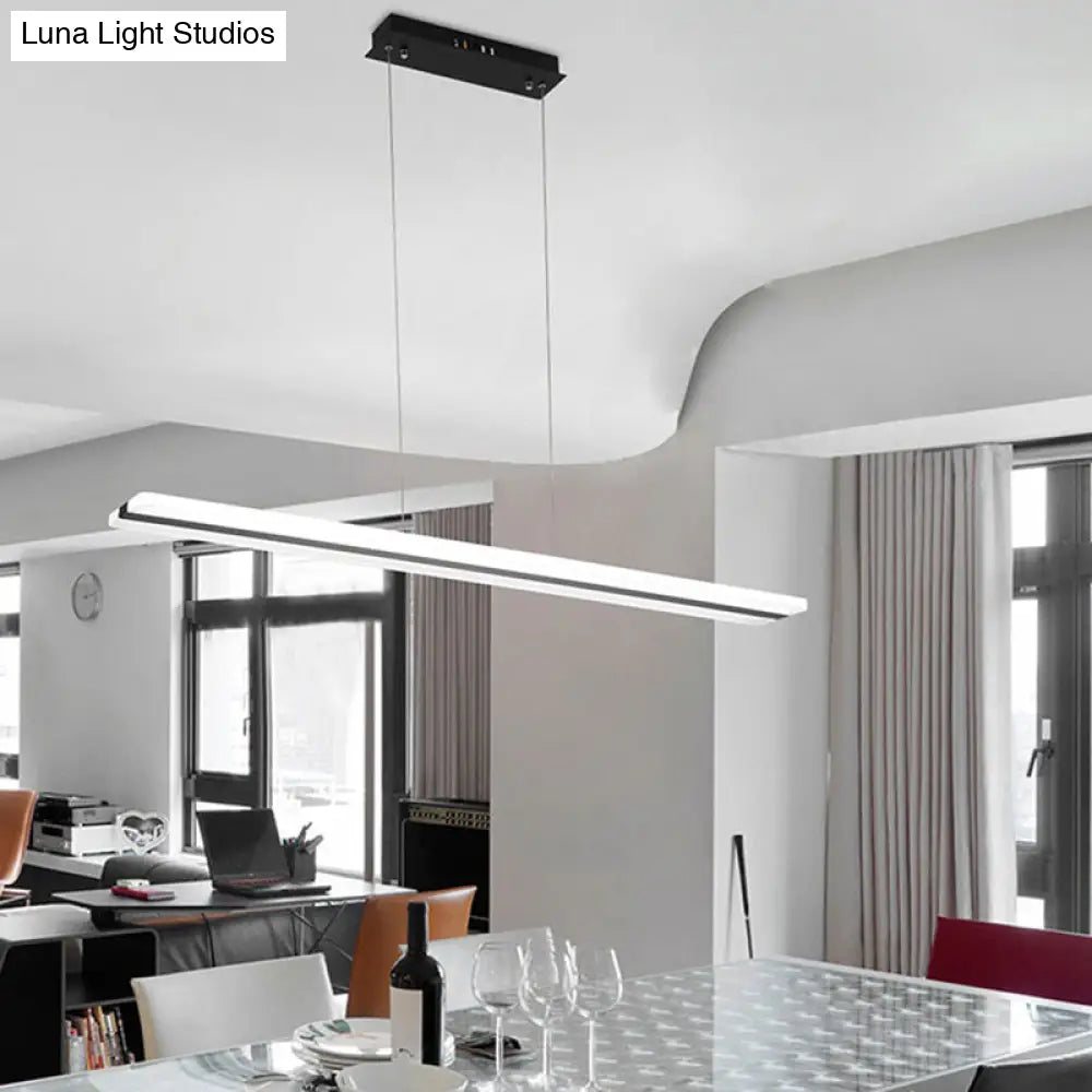 Minimalist Led Hanging Lamp With Black And White Plank Design - Acrylic Island Lighting For Tables