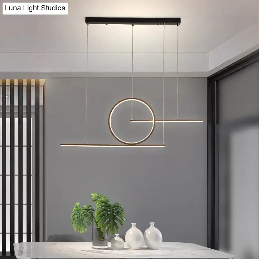 Minimalist Led Island Pendant Light With Halo Ring For Dining Room