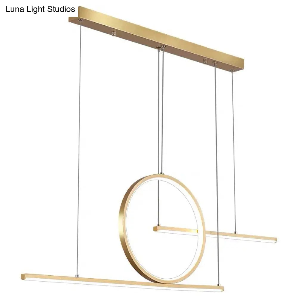 Minimalist Led Island Pendant Light With Halo Ring For Dining Room